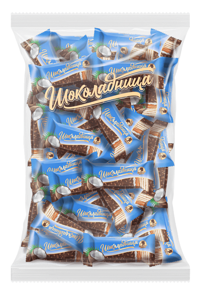 Конфеты вафельные шоколадные с кокосом и карамелью  «Шоколадница», 1000 г