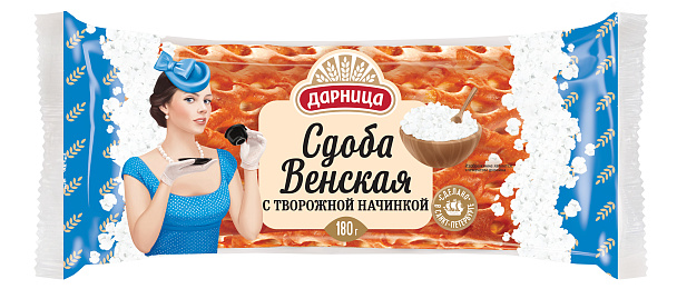 Сдоба Венская с творожной начинкой, 180 г