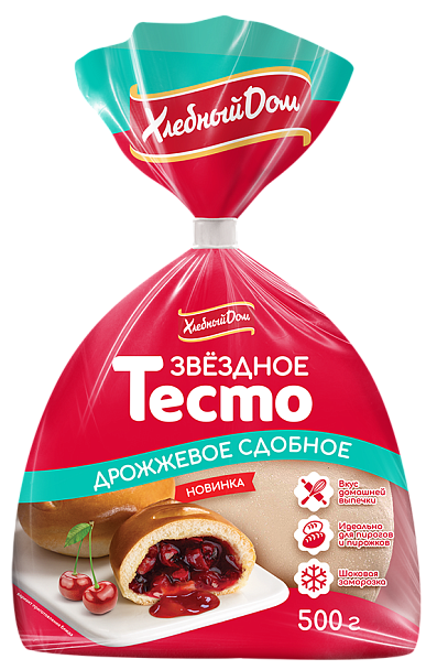 Тесто быстрозамороженное дрожжевое сдобное, 500г